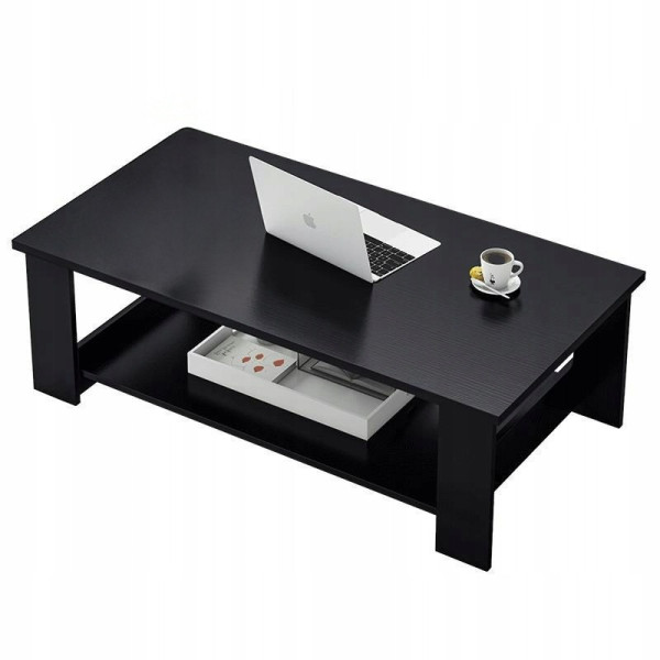 Stolik kawowy nowoczesny ława z półką pokój salon duży loft czarny 100 cm 913123