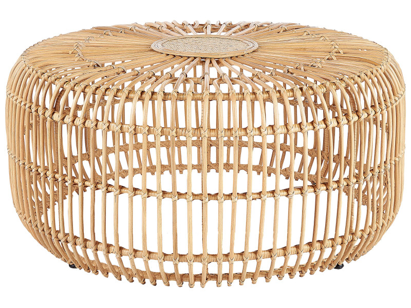 Stolik kawowy ogrodowy rattanowy 85 cm naturalny 63247