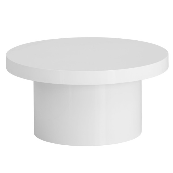 Stolik Kawowy Okrągły 60x60x30 cm Biały Połysk Nowoczesny MDF 714121