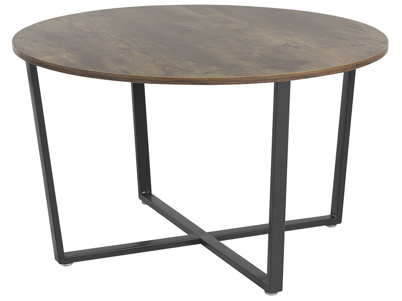 Stolik kawowy okrągły 80 cm MDF ciemne drewno 63193