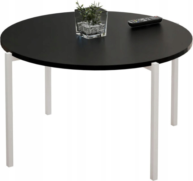 Stolik kawowy okrągły loft 75x75x46 cm metalowy biały 993799