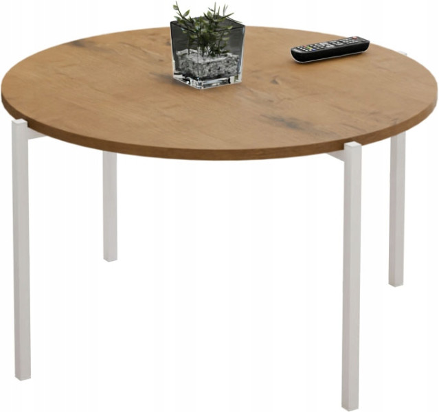 Stolik kawowy okrągły loft 75x75x46 cm metalowy biały 993822