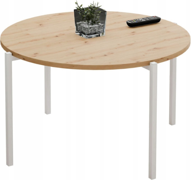 Stolik kawowy okrągły loft 75x75x46 cm metalowy biały 993827