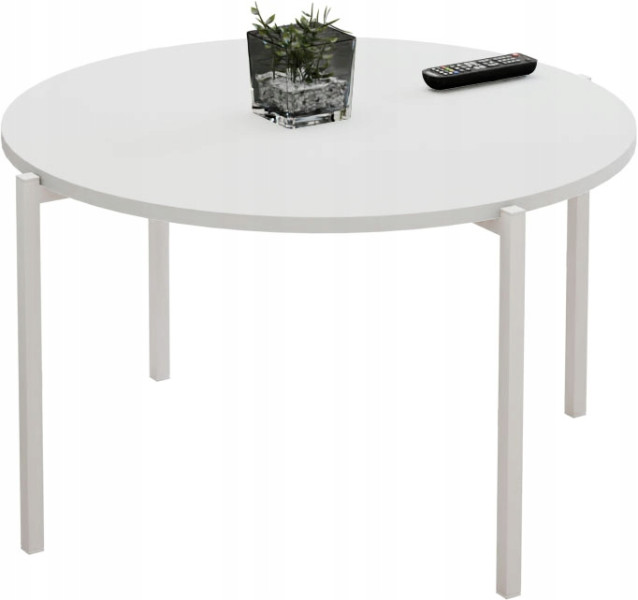 Stolik kawowy okrągły loft 75x75x46 cm metalowy biały 993862