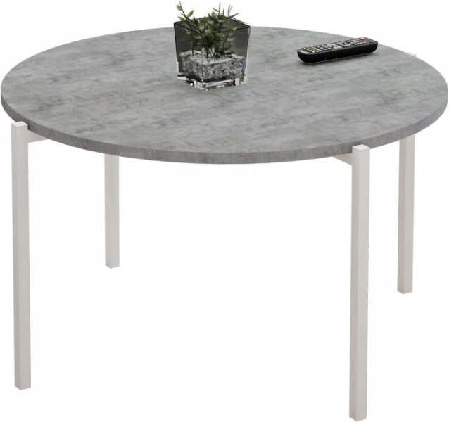 Stolik kawowy okrągły loft 75x75x46 cm metalowy biały 993872