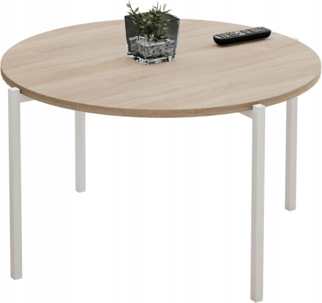 Stolik kawowy okrągły loft 75x75x46 cm metalowy biały 993797