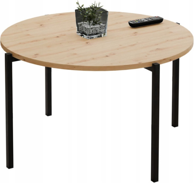 Stolik kawowy okrągły loft 75x75x46 cm metalowy czarny 993836
