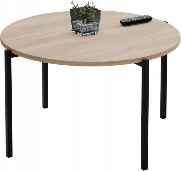 Stolik kawowy okrągły loft 75x75x46 cm metalowy czarny 993841