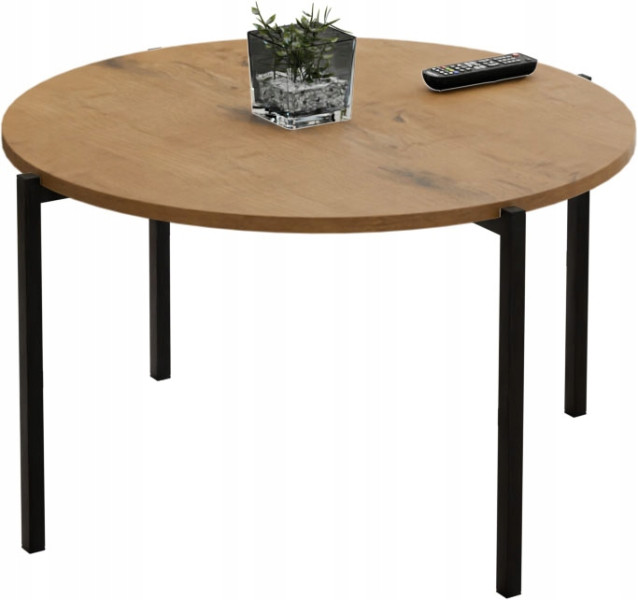Stolik kawowy okrągły loft 75x75x46 cm metalowy czarny 993867