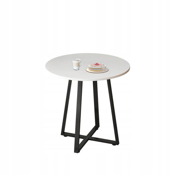 Stolik kawowy okrągły loft biały 80 cm 782217
