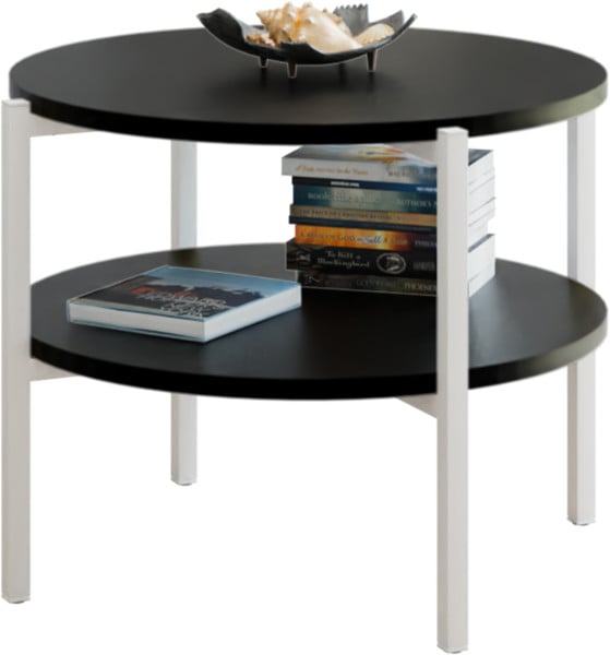 Stolik kawowy okrągły loft z półką 55x55x46 cm metalowy biały 996262