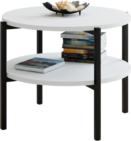 Stolik kawowy okrągły loft z półką 55x55x46 cm metalowy czarny 996261