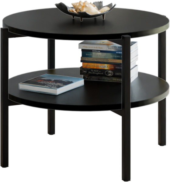 Stolik kawowy okrągły loft z półką 55x55x46 cm metalowy czarny 996264
