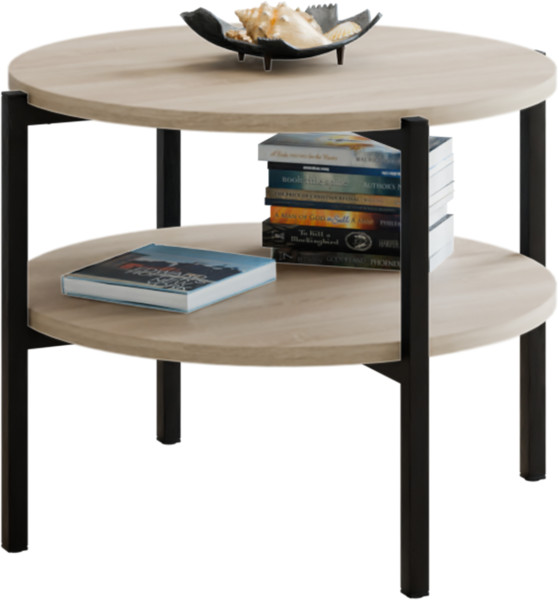 Stolik kawowy okrągły loft z półką 55x55x46 cm metalowy czarny 996268
