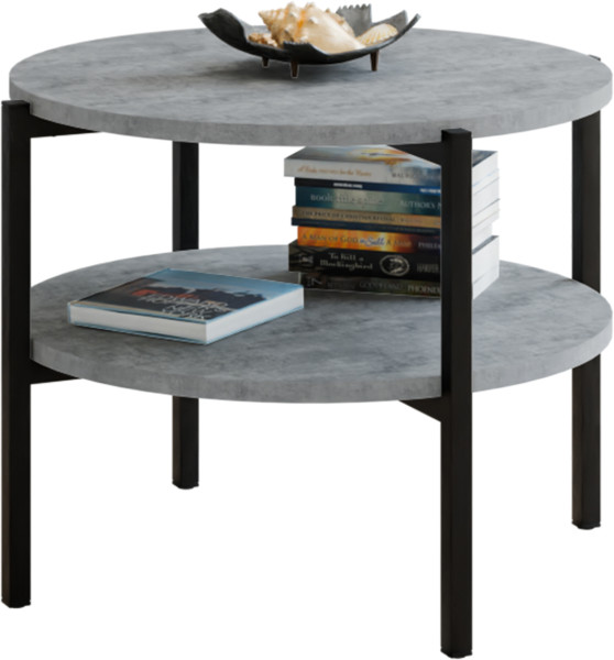 Stolik kawowy okrągły loft z półką 55x55x46 cm metalowy czarny 996253