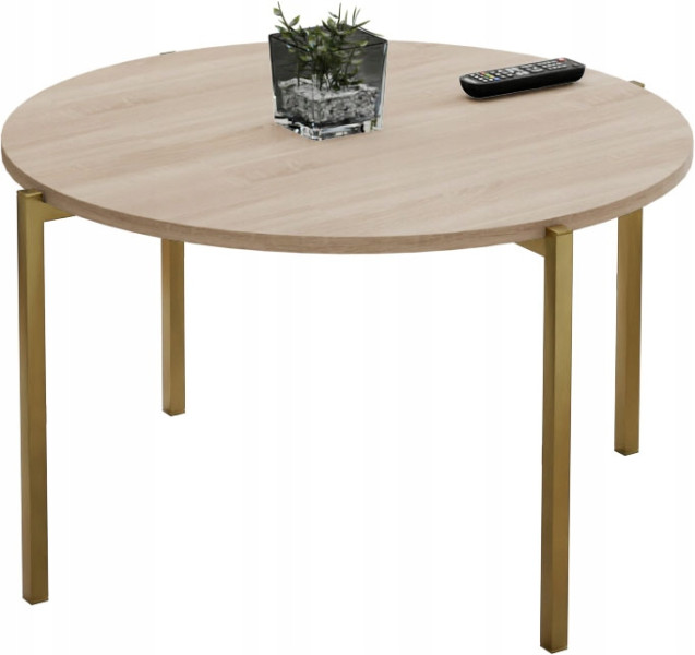 Stolik kawowy okrągły nowoczesny 75x75x46 cm metalowy złoty 993820