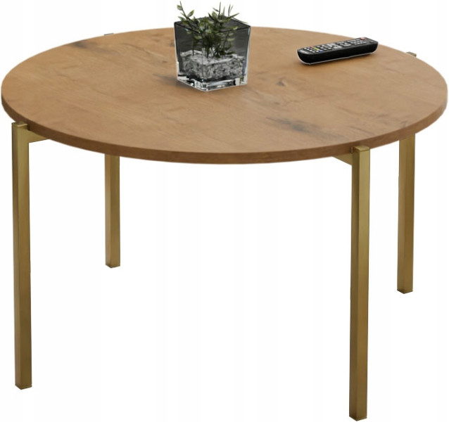 Stolik kawowy okrągły nowoczesny 75x75x46 cm metalowy złoty 993864