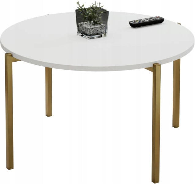 Stolik kawowy okrągły nowoczesny 75x75x46 cm metalowy złoty 993789