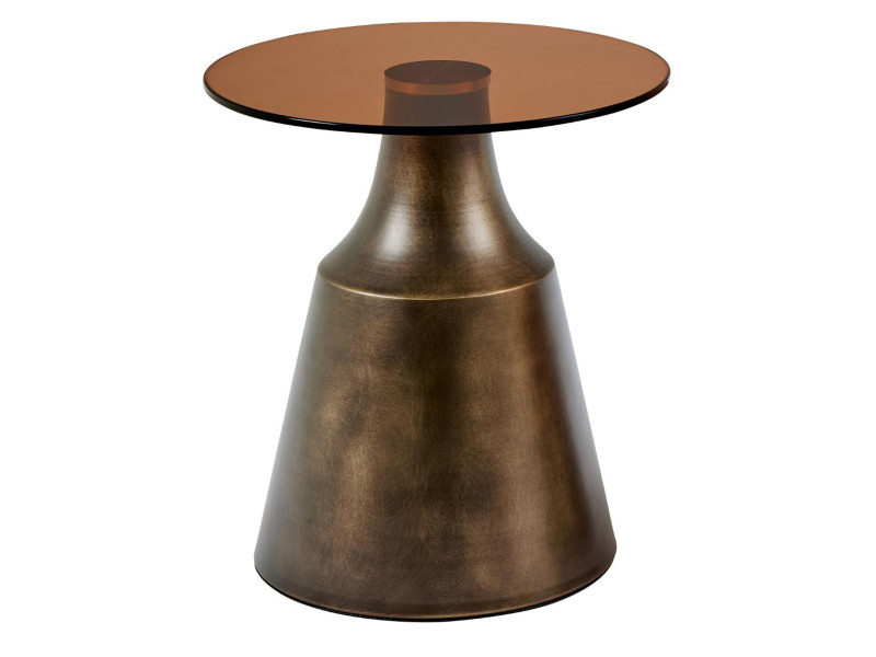 Stolik kawowy okrągły szklany Art Deco 45 cm, brązowy 939893