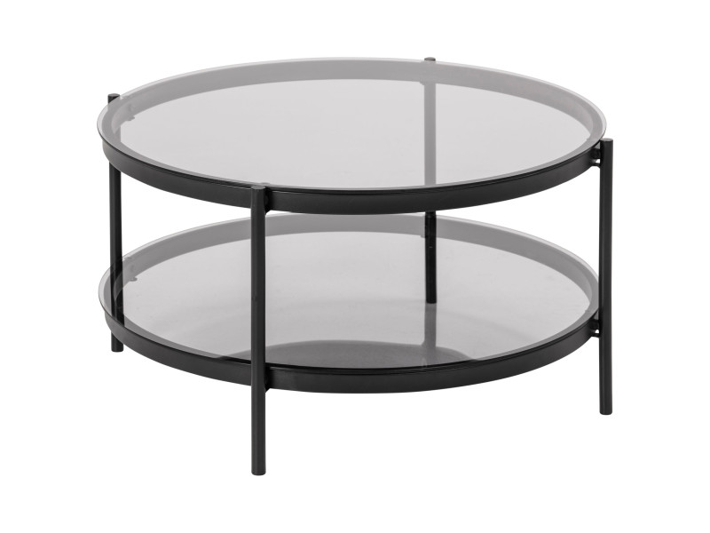 Stolik kawowy okrągły szklany Blackline z półką 79 cm 865766