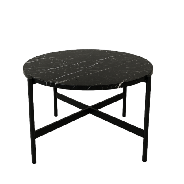 Stolik Kawowy Okrągły z Marmurem Nero Marquina SOLE M - 11 86797