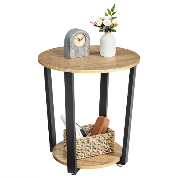 Stolik kawowy OSKAR dąb sonoma okrągły 50 cm loftowy do salonu i biura 970167