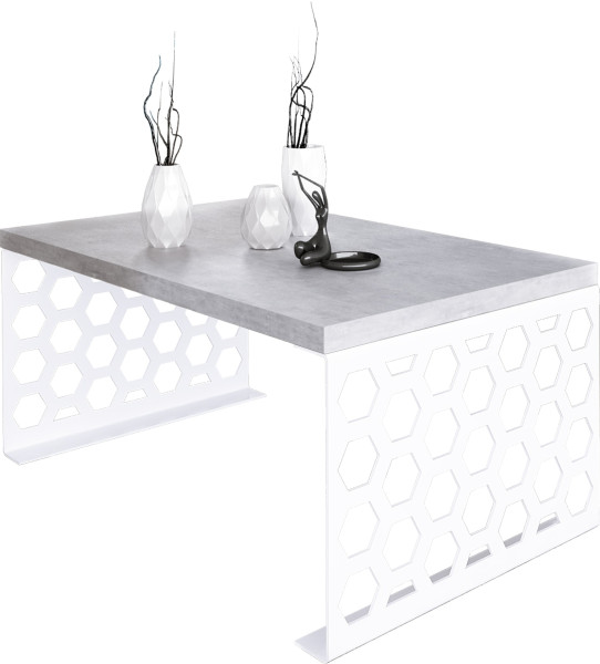Stolik kawowy Plaster Miodu Nowoczesna Ława Loft Metal Biały+Beton Jasny 917117