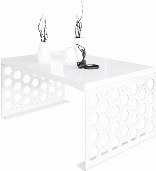 Stolik kawowy Plaster Miodu Nowoczesna Ława Loft Metal Biały+Biały Połysk 917135
