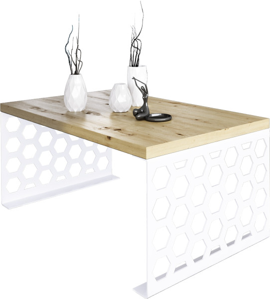 Stolik kawowy Plaster Miodu Nowoczesna Ława Loft Metal Biały+Dąb Artisan 917142