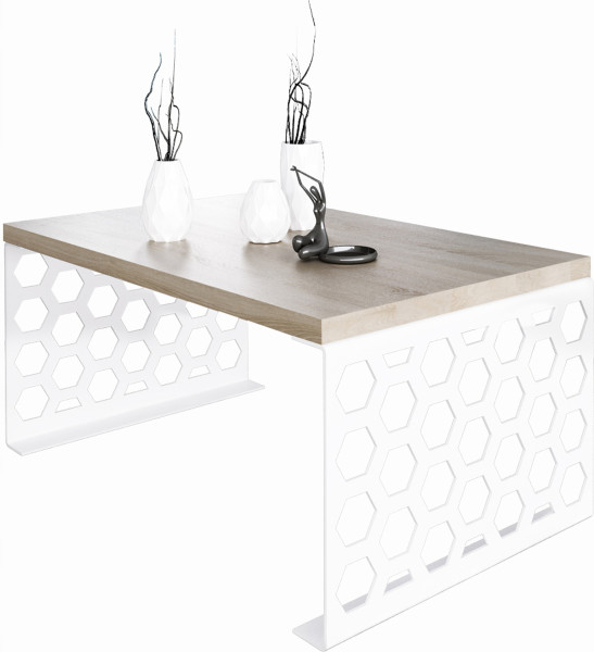 Stolik kawowy Plaster Miodu Nowoczesna Ława Loft Metal Biały+Dąb Sonoma 917124