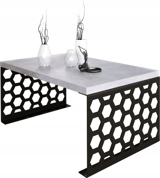 Stolik kawowy Plaster Miodu Nowoczesna Ława Loft Metal Czarny+Beton Jasny 917140