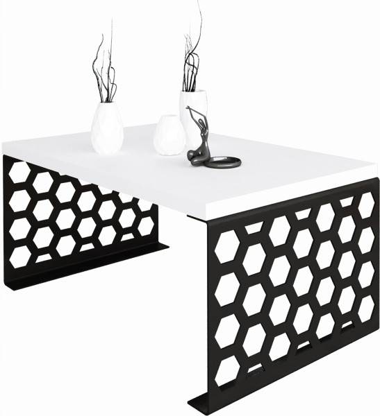 Stolik kawowy Plaster Miodu Nowoczesna Ława Loft Metal Czarny+Biały Mat 917147