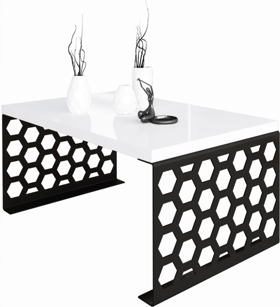 Stolik kawowy Plaster Miodu Nowoczesna Ława Loft Metal Czarny+Biały Połysk 917157