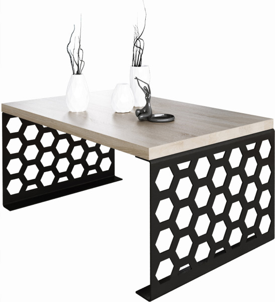Stolik kawowy Plaster Miodu Nowoczesna Ława Loft Metal Czarny+Dąb Sonoma 917166