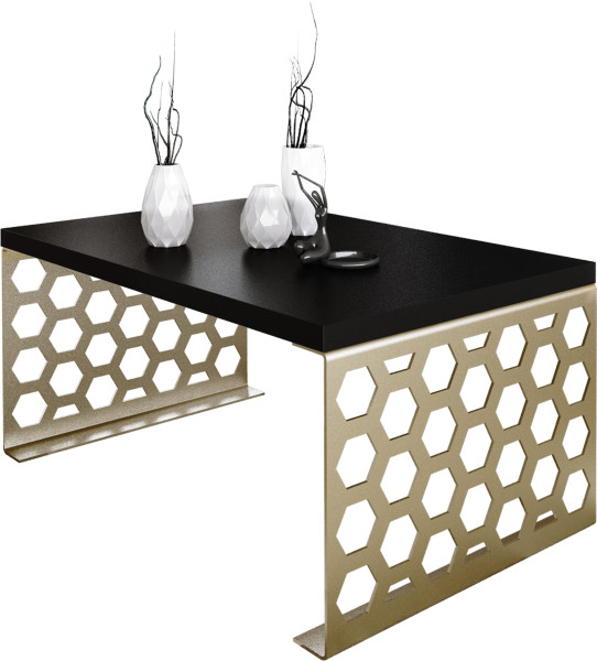 Stolik kawowy Plaster Miodu Nowoczesna Ława Loft Metal Złoty+MiniPearl 917118