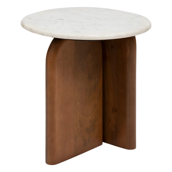 Stolik kawowy, pomocniczy drewno+marmur Nanda 56,5xØ51 cm 511228