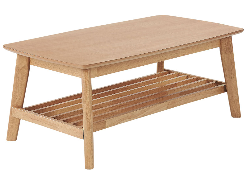 Stolik kawowy prostokątny MDF z półką jasne drewno 70834