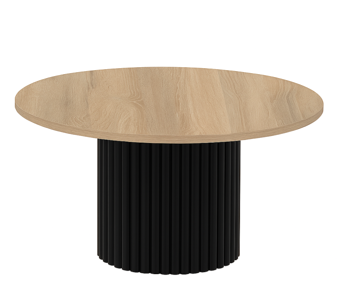 Stolik kawowy Riko blat 58 cm, ryflowana podstawa- dąb sonoma 727176