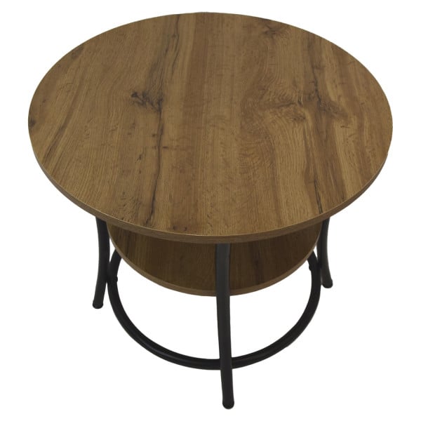 Stolik kawowy salonu okrągły fi56cm rustykalny industrialny loft SK100D dąb 759082