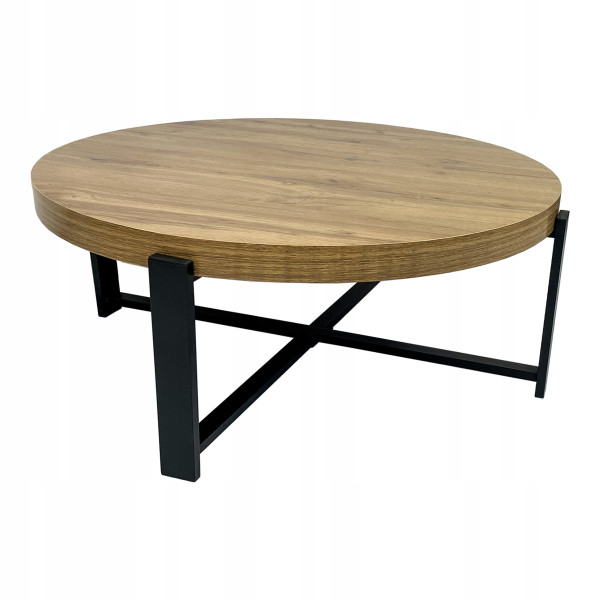 Stolik kawowy salonu sypialni okrągły fi80cm industrialny loft SK124D dąb 759087