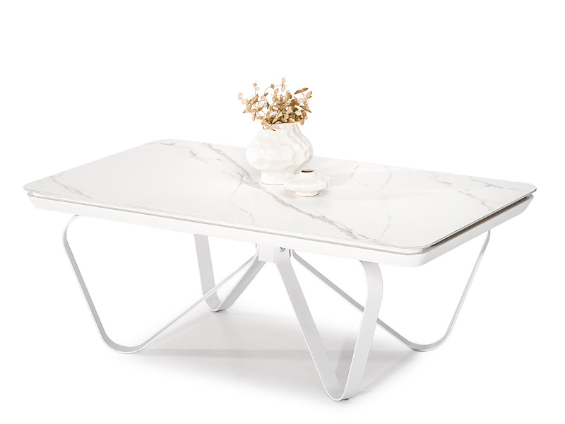 Stolik kawowy Savoy – biały marmur z metalową białą podstawą 855304