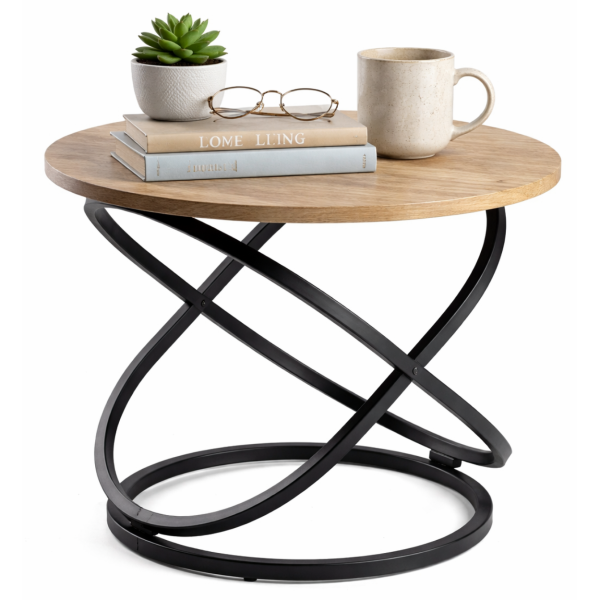 Stolik kawowy Selvia LOFT okrągły 60 cm, blat MDF w kolorze drewna, metal 1005539