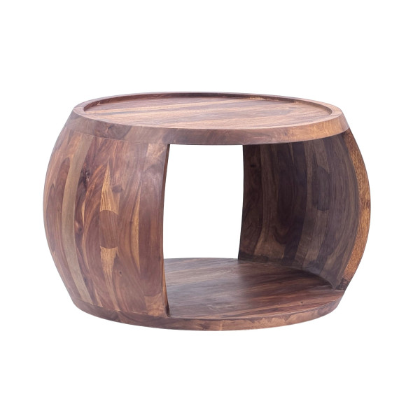 Stolik Kawowy Sheesham Drewno Lite okrągły 60 cm Stolik Salon Półka Wiejski 821724