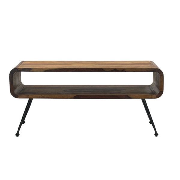 Stolik kawowy Sheesham Lity Metalowe 100cm Industrialny Retro Salonu 821718