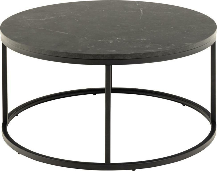 STOLIK KAWOWY Spiro czarny z MDF i metalu W OKLEINIE MARMUR 293927