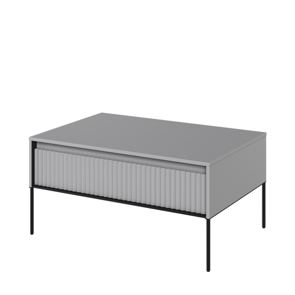 Stolik kawowy TREND z uchylną szafką na wysokich metalowych nogach szary 800747