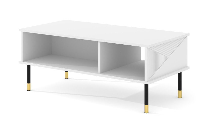 Stolik kawowy WOODY 110x55 cm frezowany biały mat 241365