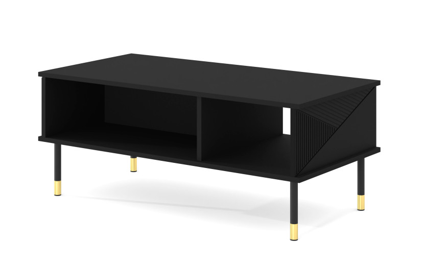 Stolik kawowy WOODY 110x55 cm frezowany czarny mat 241364