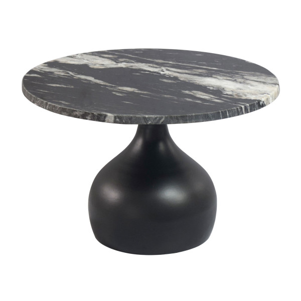Stolik kawowy z czarnym blatem marmurowym, salonu, metalowy, okrągły 60cm 1078660