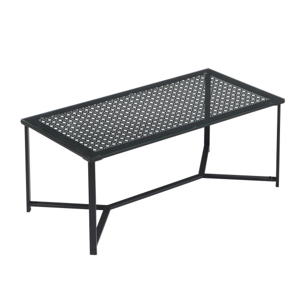 Stolik kawowy ze szkła i metalu, 100 cm, prostokątny stolik do salonu 819597